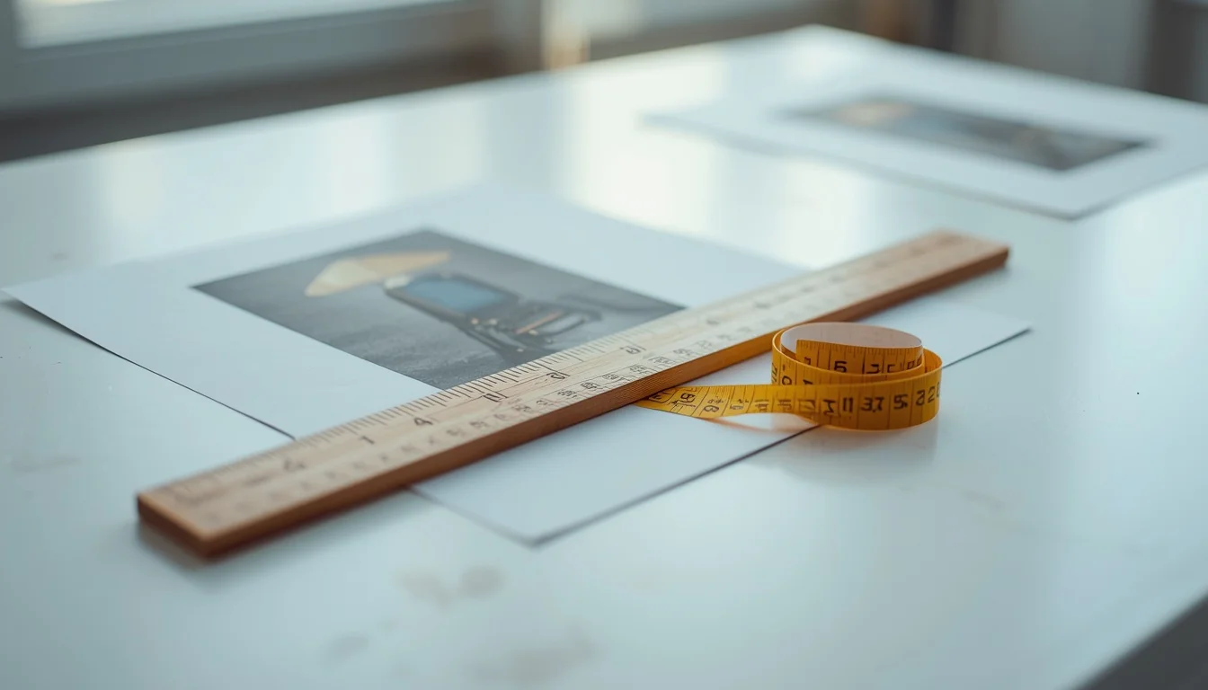 Illustration : une règle graduée, symbolisant le calcul des dimensions d'un preset sur mesure