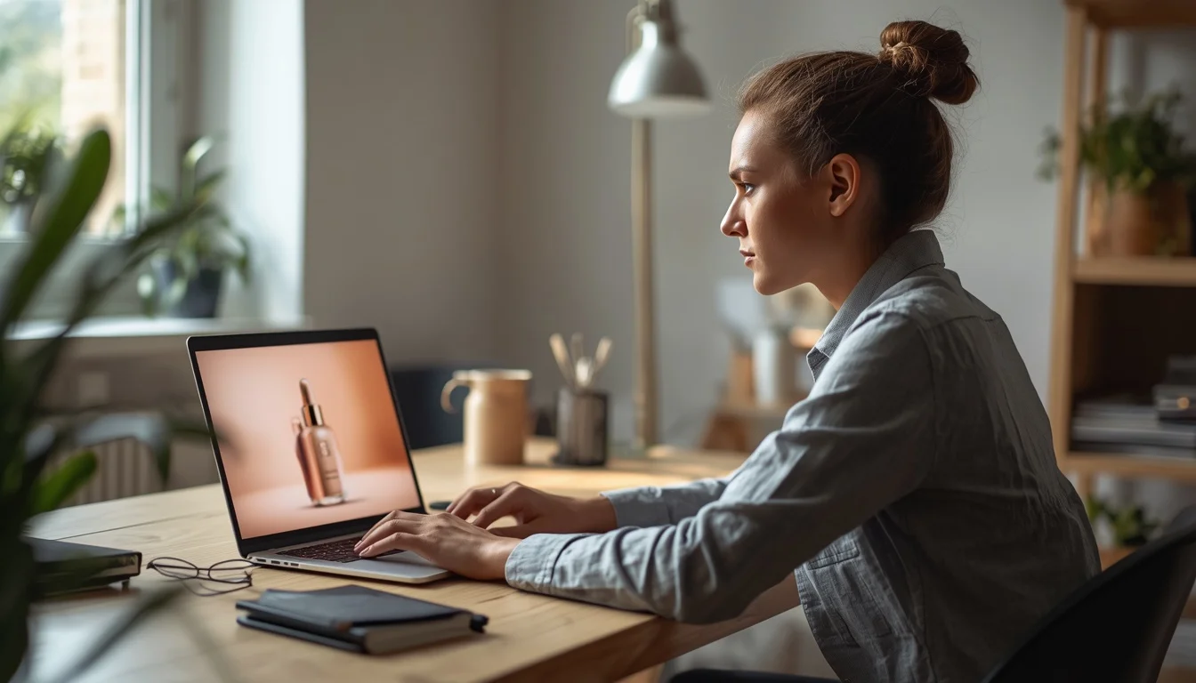 Illustration : une photo entourée d’une étincelle, symbolisant un visuel produit généré par IA